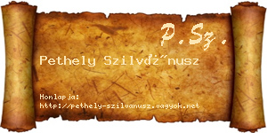 Pethely Szilvánusz névjegykártya
